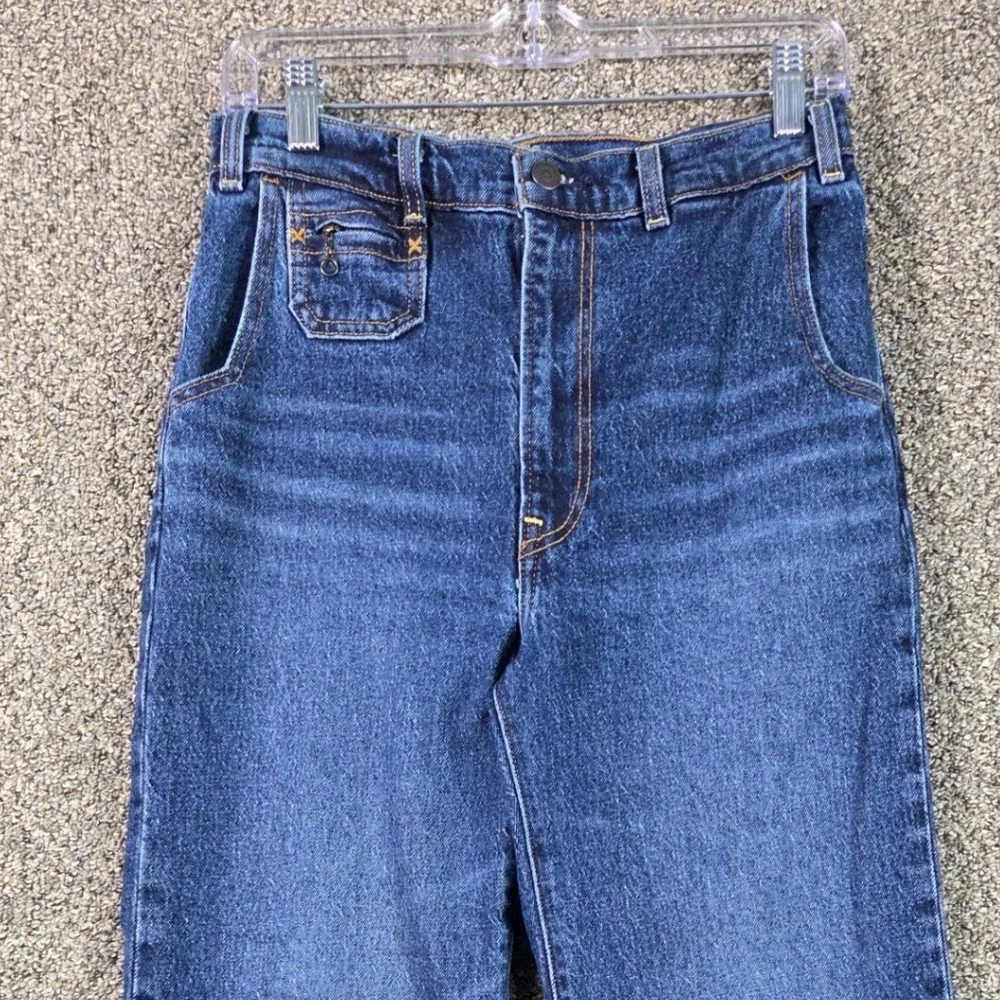 Levi's Ribcage Bell Jeans Womens 27 Blue Big E High Rise Flare Raw Hem 00088